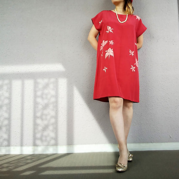 Kimono Mini Dress - White Flower -